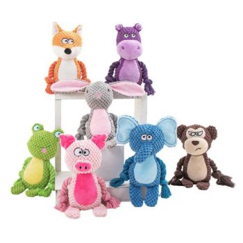 Wholesale Custom Pet Dog Chew Toys Cartoon Cute Stuffed Animal Durable Squeaky Corduroy Pet Dog Plush Toys with Logo - GLORIOUS PROMO CO.,LIMITED - China