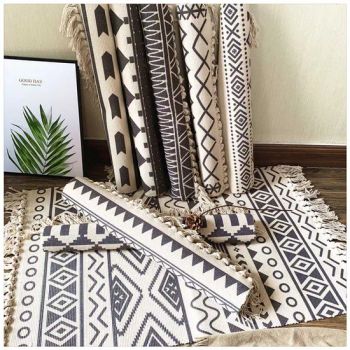 Cotton Tassel Home Weave Carpets Welcome Foot Pad Bedroom Study Room Floor Rugs Prayer Rug - RIZHAO SUNGOOD ARTS & CRAFTS CO., LTD. - China