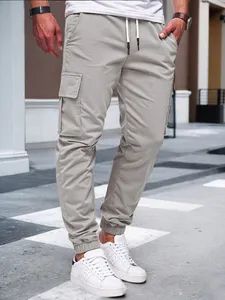 Men's Workwear Pants Solid Color Drawstring Elastic Leg Straight Casual Fitness Sports Pants - Yiwu City Tenbest Garment Co., Ltd - China