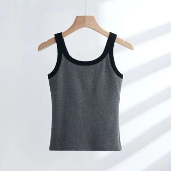 Bare Shoulder Vest Sexy Fashion Contrast Binding Rayon Spandex Elastic Custom Logo Tank Tops for Womens - Market Union Co. Ltd. - China