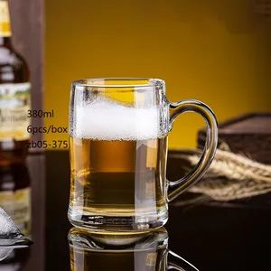 380ml Wholesale Multiple Clear Beer Cups Classic Custom Logo Drinking Glasses Drinking Mug Beer Stein with Handle - Ningbo Yuheng Medical Equipment Company Ltd - China
