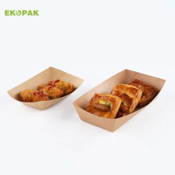Disposable Customized Logo Printed High Quality Kraft Paper Fried Chicken Packaging Trays - Changsha Mingkai Paper Products Co., Ltd. - China