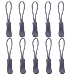 Lemo Custom Logo Cheap Grey Zip Accessories Pulls Slider String Cord Rubber Rope Zipper Puller for Bag Pouch Tent Clothing Garment - Ningbo Lemo Textile Co., Ltd. - China