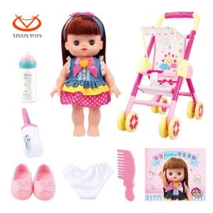 Baby Doll Set Baby Drinks Water Comb Milk Bottle Urinal Diaper Plastic Toy Trolley Kids Toy Baby Doll Strollers - Shantou Xinxin Technology Co., Ltd - China