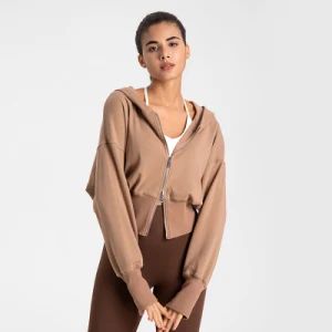 Women Zip Up Top RayonSpandex Pure Colour Athletic Yoga Top 15D MOQ100 - Dongguan Ume Trade Co., Ltd. - China
