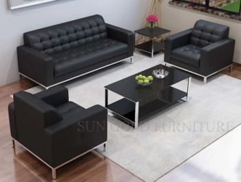 Hot Sell Modern Foshan Leather 1+1+3 Genenie Italian Leather Office Sofa Set - Foshan Sun Gold Furniture Co., Ltd. - China