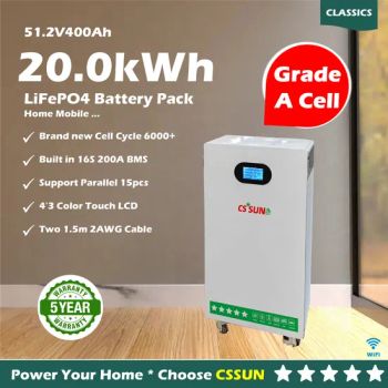 CSSUN LPUS48V400 51.2V 400Ah LiFePO4 Up Standing Lithium Battery Power Bank for Solar Systems/Wind Systems/UPS Systems/Telecommunication in Guangdong - CSSUN Energy Co., Ltd - China