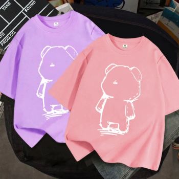 Wholesale Customizable Simple Bear Print Ladies Short Sleeve Plain Casual Comfortable Cotton Tops Ladies T-Shirt - Nc Isa Industry and Trade Company - China