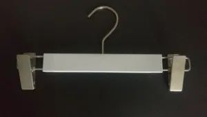 White Pants/Skirt Hangers with Adjustable Metal Clips Trademark FD Certificate SGS Application Tops Model NO. FD9901 HS Code 3924900000 - Suzhou Fairy Daily Products Co., Ltd. - China