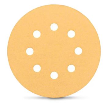 8 Hole Abrasive Tools Gold Sand Paper Hook and Loop Trademark PK Specification 5inch Particle Size Abrasive Application Metal - Zhenjiang Pangea Imp&Exp Trade Co., Ltd. - China