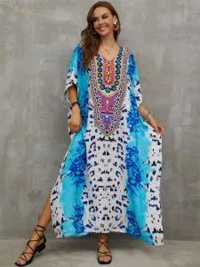Hot Summer Womens Multicolor Print Beach Dress Cotton Bikini Cover UPS Sandbeach Swimwear Cover-up Lxf1102-0937 - GUANGZHOU HUMLISUN IMP & EXP CO.,LTD. - China
