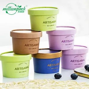 4oz 16oz Matt Lamination Paper Ice Cream Bowl with Disposable Lids - Ningbo Million Pack Co., Ltd. - China