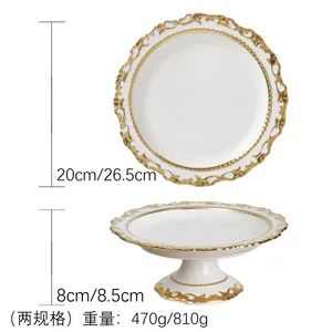 Premium Quality European Gold Ceramic Dinnerware Set 10 Inch Footed Flat Plate - Chaozhou Fuyingmei Trading Co., Ltd. - China