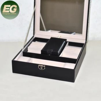 Ea031 Fancy Earrings,Necklaces,Rings Storage Case Girls Women Fashion Luxury Double Layer Lock Closure Glitter Rhinestone Jewelry Box Organizer with Mirror Remo - Guangzhou Evergreen Leather Goods Co., Ltd. - China