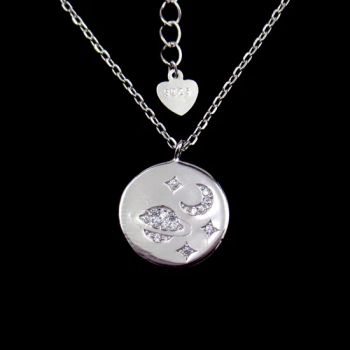 Fashion Star and Moon Pattern CZ Stone Pure Silver Necklace for Evening Party - Shenzhen Chenqi Limited - China