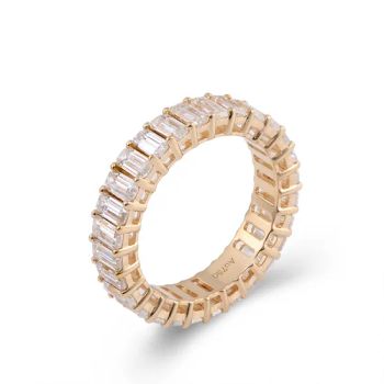 10K Solid Gold Moissanite Eternity Wedding Band Vvs 2*4mm Emerald Cut Moissanite Diamond Engagement Rings - Wuzhou Provence Jewelry Co., Ltd. - China