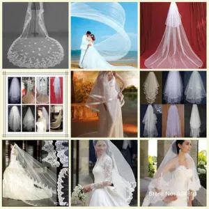 Bridal Wedding Veil Short Cathedral Long Veils Mantilla White Ivory Beaded Lace Bridal Veils Hair Pieces V527 - Suzhou Leader Apparel Co., Ltd. - China