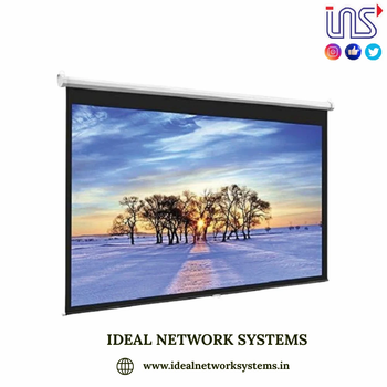 White 6 x 8 feet Manual Projector Screen-ES,For office,Screen Size: 60"x80" - Ideal Net Work Systems - India