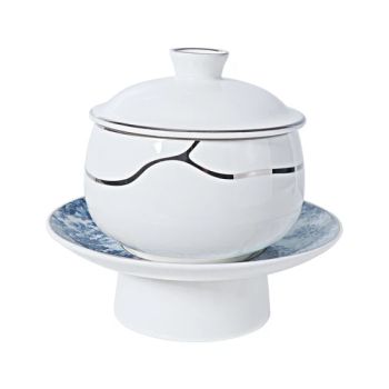 Bone China Porcelain Tureen Lid Soup Bowl with Stand - Rollin Porcelain Industrial Co., Ltd. - China