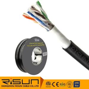CAT6 Outdoor Bulk Ethernet Cable Direct Burial Unhielded Solid Copper Gel Filled 23 AWG 50m - Hangzhou Risun Cable Co., Ltd. - China