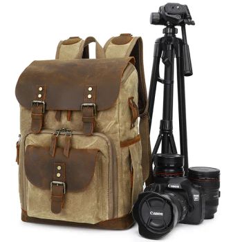 Waterproof Waxed Canvas and Genuine Leather DSLR Camera/Video Bags Camera Backpack - Hong Kong Spleg Co., Ltd. - China