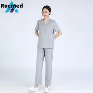 Factory Cheap Price Scrub Tops Nurses Uniform Scrub Set in Sotck Anti Static Elastic Quick Dry Lightweighted Medical Nurse Uniform Scrub for Doctor and Nursing - Zhangjiagang Roc Medical Technology Co., Ltd. - China