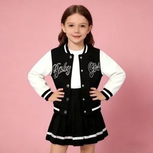 Custom Girl's Baseball Uniform Suit, Two-Piece Baseball Jacket & Pleated Skirt Set, Children Clothing Sets - Guangzhou Sunyoung Garment Co., Ltd. - China