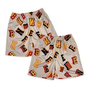 Sublimation Letters Printed Sports Shorts Custom Mens Outdoor Workout Basketball Shorts - Guangzhou Healong Sportswear Co., Ltd. - China