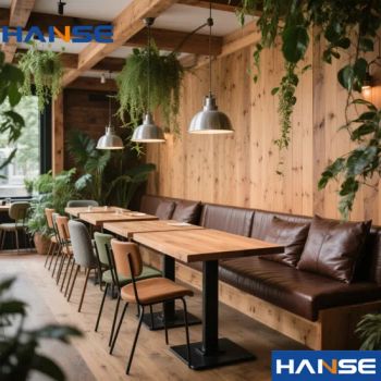 Retro Industrial Metal Fast Food Furniture Wooden Cafe Restaurant Table and Chairs Set - Foshan Hanse Industrial Co., Ltd. - China