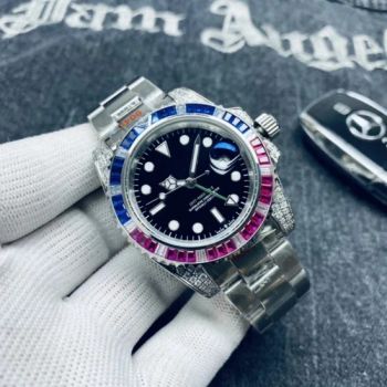 Wholesale High Quality Automatic Mechanical Watches Super Replica 1 1 Swiss Clock Business Luxury Yacht Candy Colored Gemstone Moissanite Watch - Quanzhou Jinzunshang Trading Co., Ltd. - China
