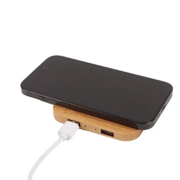 Eco Friendly Custom LED Logo LED Light Fast Charging 10W Bamboo Wireless Charger Pad Mobile Phone Chargers Wireless Charger - King Master Technology Co., Limited. - China