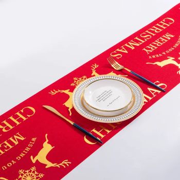 China Polyester Cotton Jute Linen Home Textile Fabrics Metallic Printed Xmas Gold Silver Red Christmas Party Decoration Roll Tablecloth Table Runner - Hangzhou Longtan Technology Co., Ltd. - China