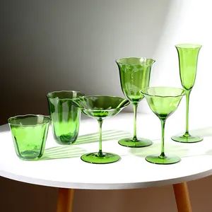 Luxury Glass Stem Wine Glass Customized Crystal Glass Goblet Green Vintage Wine Glass - Ningbo Yuheng Medical Equipment Company Ltd - China