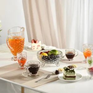 190ml 6 4oz Classic Small Capacity Round Bottom Glass Coffee Tea Cup Set with Tray Saucers - XIAMEN SHUNSTONE HOMEWARE CO., LTD. - China