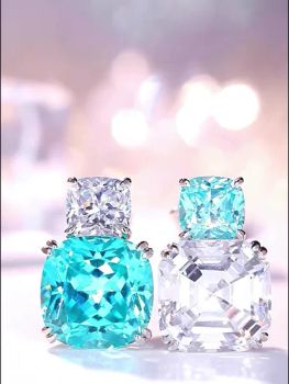 Geometric-Shaped Pale Blue Gemstone Stud Earrings with Ear Studs - Guangzhou Xinglaika Co., Ltd. - China