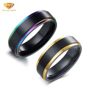 Fashion Accessories Jewelry Wholesale Titanium Steel Rainbow Ring Color Stainless Steel Men′ S Bare Body European and American Fashion Rings SSR2405 - Shenzhen ShineMe Jewelry Co., Ltd. - China