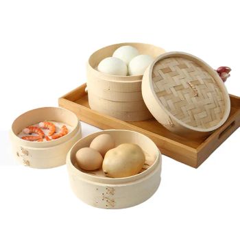 Customized Logo Size Portable Natural Color Round Shape Bamboo Steamer Food Steamer Basket - HUNAN TONGDA BAMBOO INDUSTRY TECHNOLOGY CO., LTD - China