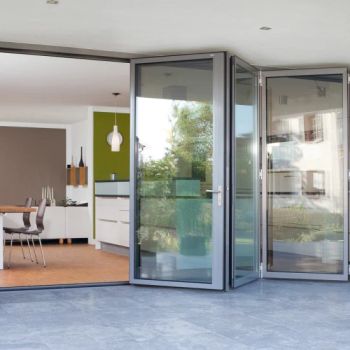 Exterior Thermal Break Accordion Sliding Door Balcony Double Glazed Metal Commercial Aluminium Bifolding Glass Doors - QINGDAO ROCKY GROUP CO., LTD - China