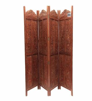 Wooden Screen Partition/Room Divider/Separator/Zafri Color Brown Foldable Yes Panel Count 4 Shape Rectangular Open Style Zig - National Handicraft - India