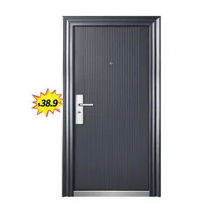 Wooden Finish Euro Home Stainless Galvanised Pivot Shower Steel Main Gate Door Designs Double Security for House Villa - Zhejiang Sunstone E-Business Co., Ltd. - China