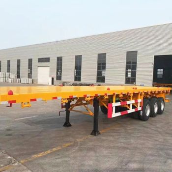 3-Axles Heavy-Duty-Flatbed Trailers Cargo Transport Truck Food Flatbed Bed Container Semi Trailer for Heavy Duty Cargo Transportation - Shandong Panshi Vehicle Group Co., Ltd - China