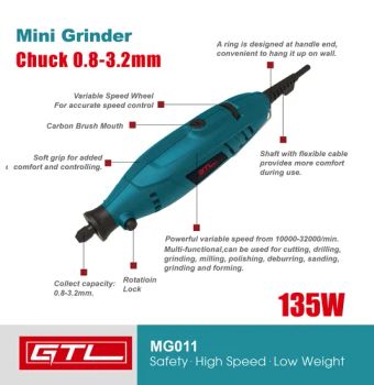 Power Tools 135W Surface Mini Electric Angle Grinder (MG011) - CHINA GTL TOOLS LIMITED - China