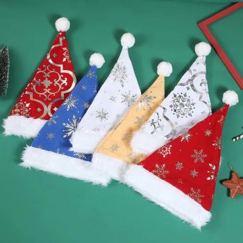 Winter Hats Fleece Christmas Hat POM Beanies Classic Santa Claus with Colorful Snowflakes Christmas Hat - Yiwu Xuying Import and Export Co., Ltd. - China