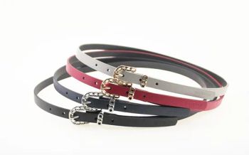 Gold Buckle Fashion Narrow PU Belt (KY12320) - Wenzhou Fashion Leather Manufacture Co., Ltd. - China
