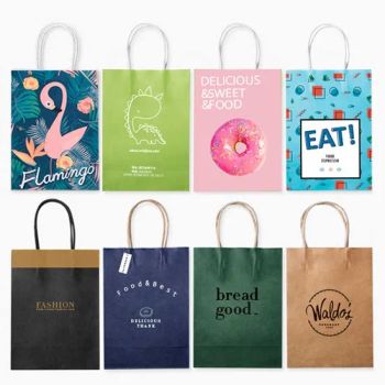 Cheap Recycled Custom Logo Printed Grocery Shopping Packaging Brown Kraft Paper Bag with Handles - Changsha Sofly Industry Co.,Ltd - China