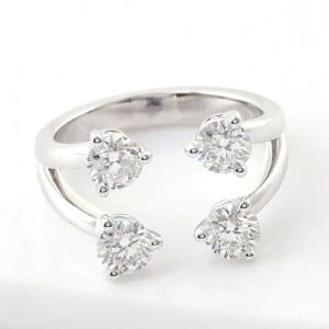 14K White Gold Ring Four Stone Def Color Round Cut Moissanite Ring Trendy Design Fine Jewelry Rings for Men - Wuzhou Provence Jewelry Co., Ltd. - China