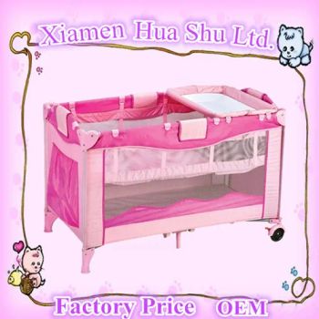 2014 Factory OEM New Born Baby Bed En-71 Folding Baby Safety Playpen Cheap Design Baby Crib Mosquito Netting (BP-029) - Xiamen Huashu Industry & Trade Co., Ltd. - China