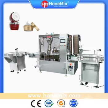 Hone Automatic Viscous Paste Liquid Cosmetic Cream Filling Capping Machine Jar Butter Filling Machine with Turntable - Guangzhou Hone Machinery Co., Ltd. - China