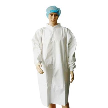 Medical Supply White Disposable Lab Coat Splash Proof Disposable Gown Microporous Unisex Surgical Gowns with Long Sleeves, Knit Collar and Cuffs, 3 Pockets - Hubei Kangning Protective Products Co., Ltd. - China