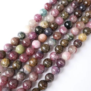 Semi-Finished Jewelry Components Natural Loose Round Stone Crystal Rainbow Tourmaline Beads - Haifeng Alaric Inc - China